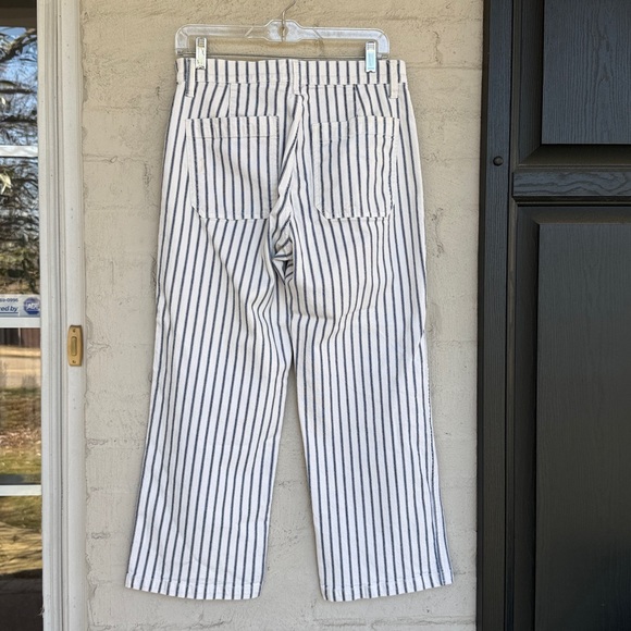 J. Crew Slim Wide-Leg Navy/Ivory Striped Jeans Size 28 - Picture 9 of 16